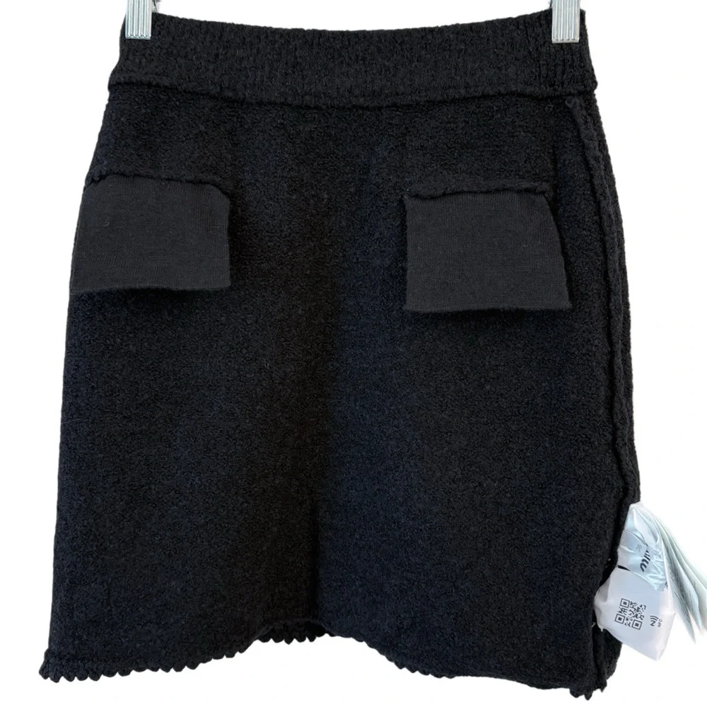 Miu Miu Bouclé Wool Mini Skirt Black Stretch Made in Italy IT 36 XS - Picture 9 of 17